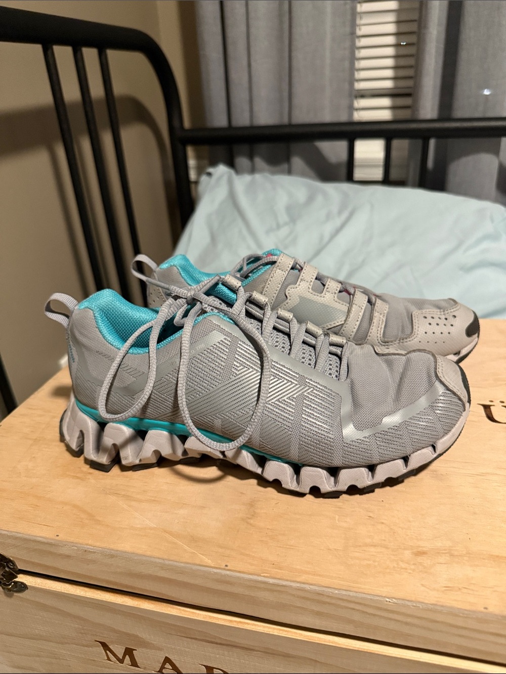 Reebok Gray Sneakers with Teal Interior Accents